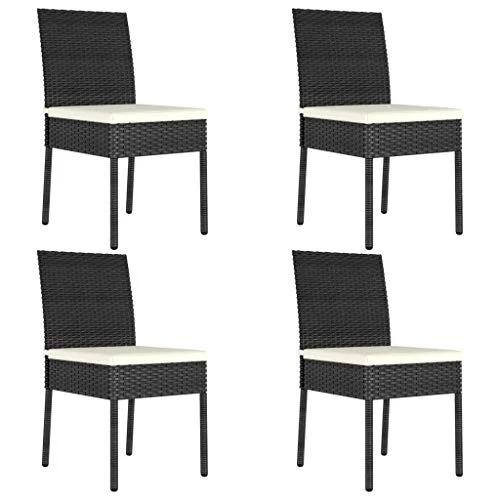 vidaXL 4X Chaises de Salle à Manger de Jardin Chaises à Dîner de Patio Sièges d'Extérieur Chaises de Repas Terrasse Résine Tressée Noir