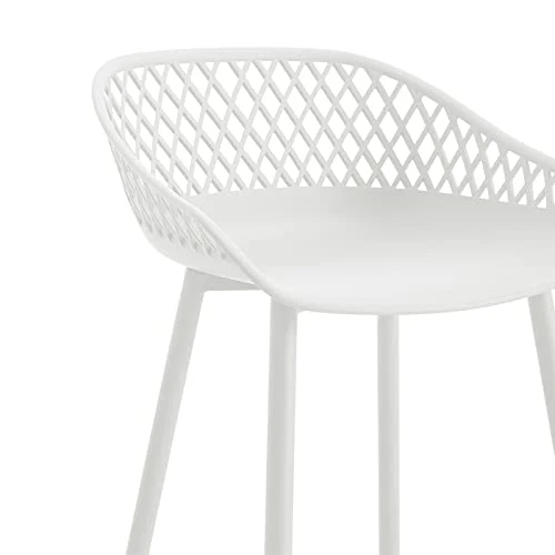 IDIMEX Lot de 2 tabourets de Bar IREK Chaise Haute pour Cuisine ou comptoir au Design Retro avec accoudoirs, en Plastique et métal Blancs, Hauteur d'assise 75 cm