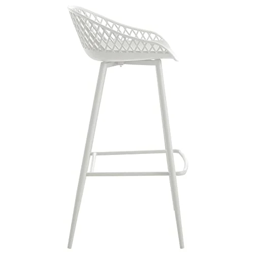 IDIMEX Lot de 2 tabourets de Bar IREK Chaise Haute pour Cuisine ou comptoir au Design Retro avec accoudoirs, en Plastique et métal Blancs, Hauteur d'assise 75 cm