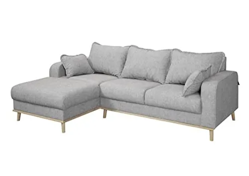 MASSIVMOEBEL24.DE Canapé d'angle (Gris Clair) - Inspiration scandinave - BJÖRN