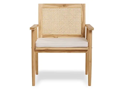 Vente-unique Fauteuil NUORO en Teck et cannage - Naturel