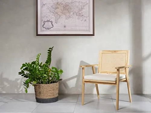 Vente-unique Fauteuil NUORO en Teck et cannage - Naturel