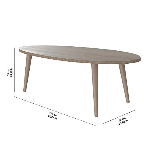 Marque Amazon - Movian - Table basse ovale Adour Modern, 55 x 110 x 39, Effet Chêne