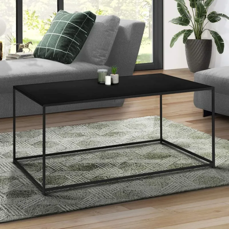 IDMarket - Table Basse Davis 113 cm en métal Noir Mat Design Industriel