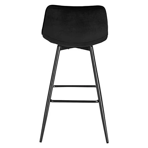WOLTU BH143sz-2 Lot de 2 Tabouret de Bar Design Chaise Haute pour Bar Bistro siège en Velours avec Repose-Pieds Cadre en métal,Noir