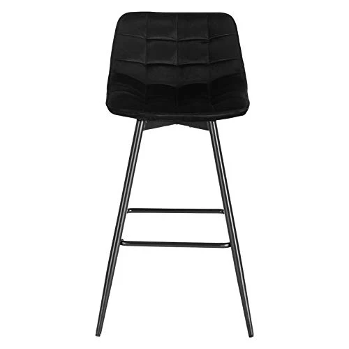 WOLTU BH143sz-2 Lot de 2 Tabouret de Bar Design Chaise Haute pour Bar Bistro siège en Velours avec Repose-Pieds Cadre en métal,Noir