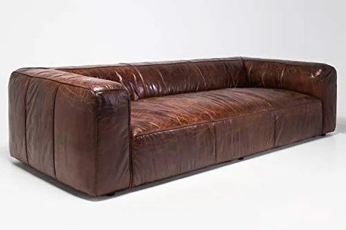 Kare Cubetto canapé, Bois partiel, MDF, Cuir Marron, 3- Sitzer