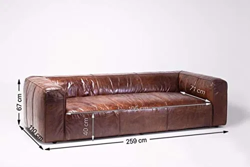 Kare Cubetto canapé, Bois partiel, MDF, Cuir Marron, 3- Sitzer