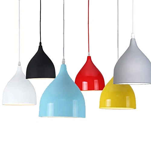 E27 Suspension Metal industrielle Lampe éclairage lustre Suspension réglable en hauteur pour salon Restaurants Cave Bars antichambres Chambre Abat-jour D17*H20cm (Bleu)