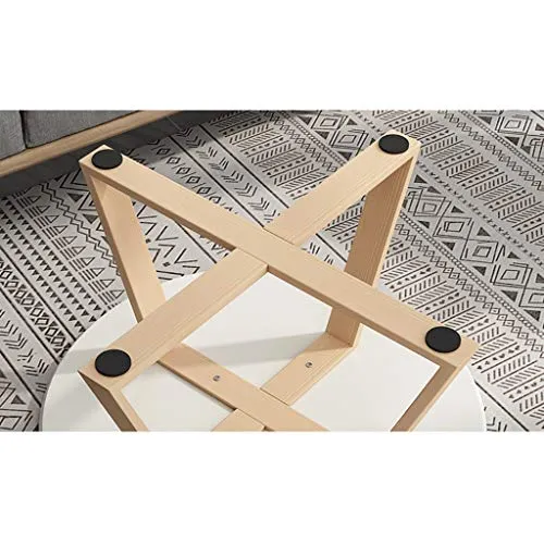 Tables en Bois Massif, Fin Balcon Simple Petite Table Ronde Meubles de Salon Tables Sofa Hôtel Appartement Tables Basses (Color : Black, Size : 50 * 40CM)