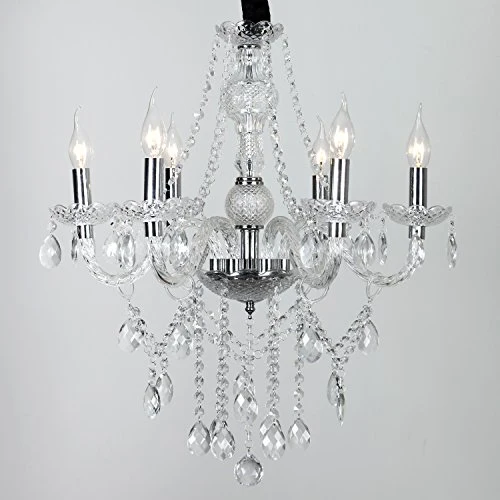 SAILUN 6 lustre en cristal lustre pampilles moderne vintage plafonnier lampe pendentif E14 suspension pour le salon, salle à manger, chambre à coucher (6-lustre)
