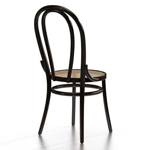 Dijon Lot de 2 chaises en bois de bougé, wengé, bois d'arc, tresse naturelle, style vienne, chaise pub