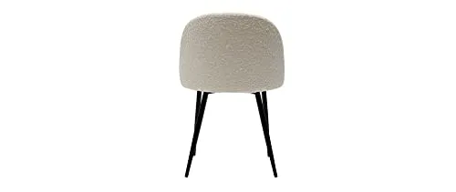 Miliboo Chaises en Tissu Effet Laine bouclée écru et métal Noir (Lot de 2) Celeste