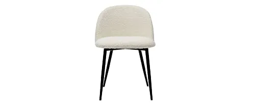 Miliboo Chaises en Tissu Effet Laine bouclée écru et métal Noir (Lot de 2) Celeste