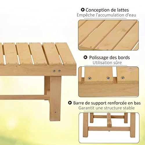 Outsunny Banc de Jardin 2 Places Style Rural Chic Assise à Lattes dim. 110L x 38l x 35H cm Bois de Sapin pré-huilé