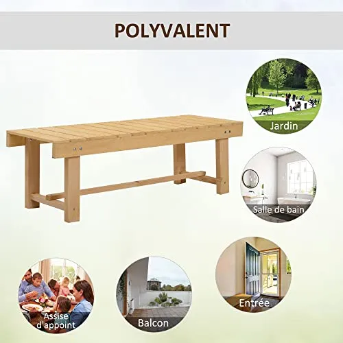 Outsunny Banc de Jardin 2 Places Style Rural Chic Assise à Lattes dim. 110L x 38l x 35H cm Bois de Sapin pré-huilé