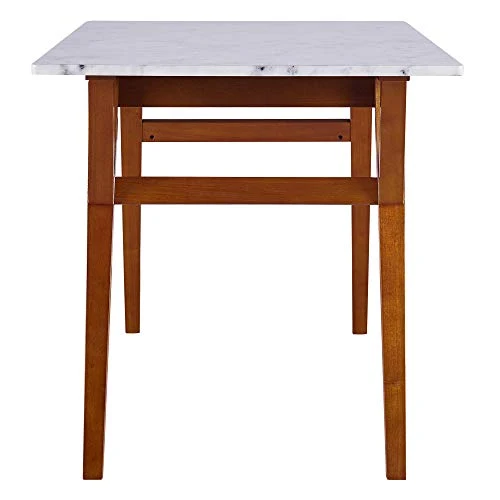 Teamson Home Table à Manger rectangulaire Faux marbre Blanc Pieds Noyer Ashton VNF-00079W