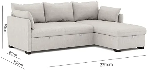 BUDWING Orlando Canapé Convertible d'angle Lit Chaise Longue Coffre Réversible Droite et Gauche Beige