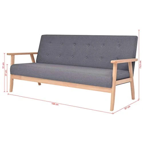 vidaXL Fauteuil Canapé Simple de Salon Siège de Salle de Séjour Meuble de Salon Chambre à Coucher Bureau Maison Intérieur Gris Foncé Tissu