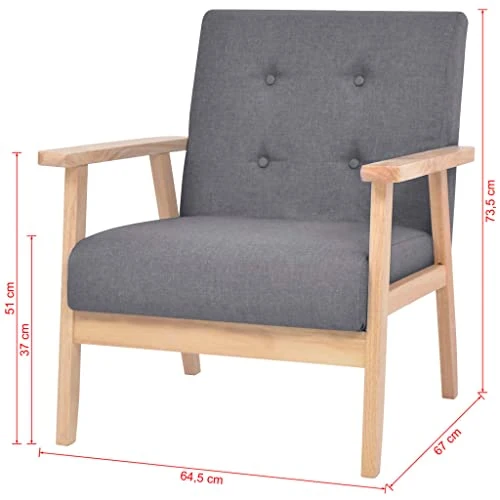 vidaXL Fauteuil Canapé Simple de Salon Siège de Salle de Séjour Meuble de Salon Chambre à Coucher Bureau Maison Intérieur Gris Foncé Tissu