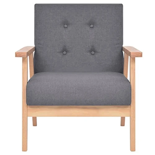 vidaXL Fauteuil Canapé Simple de Salon Siège de Salle de Séjour Meuble de Salon Chambre à Coucher Bureau Maison Intérieur Gris Foncé Tissu