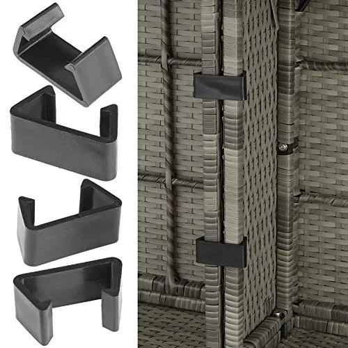 Tectake 800824 Salon de Jardin en Résine Tressée Modulable 1 Canapé d’Angle 1 Table 2 Poufs Tabourets - Diverses Couleurs (Gris tacheté/Gris)