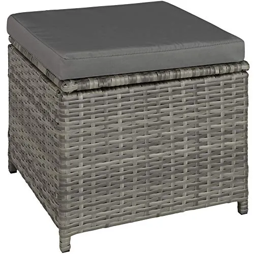 Tectake 800824 Salon de Jardin en Résine Tressée Modulable 1 Canapé d’Angle 1 Table 2 Poufs Tabourets - Diverses Couleurs (Gris tacheté/Gris)