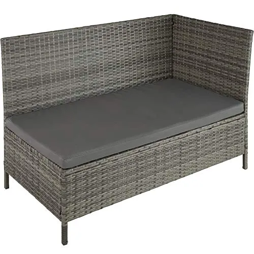 Tectake 800824 Salon de Jardin en Résine Tressée Modulable 1 Canapé d’Angle 1 Table 2 Poufs Tabourets - Diverses Couleurs (Gris tacheté/Gris)