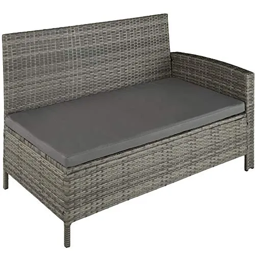 Tectake 800824 Salon de Jardin en Résine Tressée Modulable 1 Canapé d’Angle 1 Table 2 Poufs Tabourets - Diverses Couleurs (Gris tacheté/Gris)