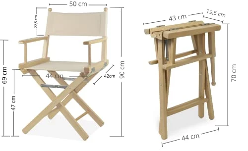 Fauteuil de metteur en scène, Couleur Naturel avec Tissu ecrù - Regista P