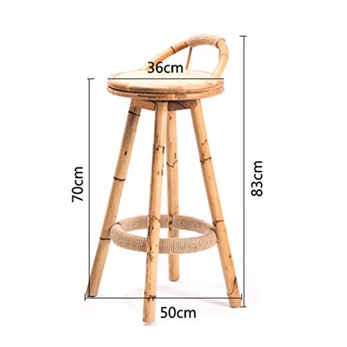 Chaise De Bar en Bambou Et Rotin De Style Japonais Rétro Simple Et À La Mode Chaise Rotative Homestay Bar Tabouret Haut (Color : A, Size : 36 * 36 * 83cm)