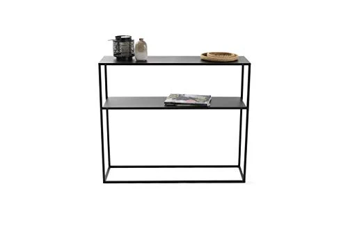 LIFA LIVING Basse en métal pour Salon, Table d'entrée Industrielle 85 x 30 x 100 cm Max 14 kg, Noir, 100x30x85 cm