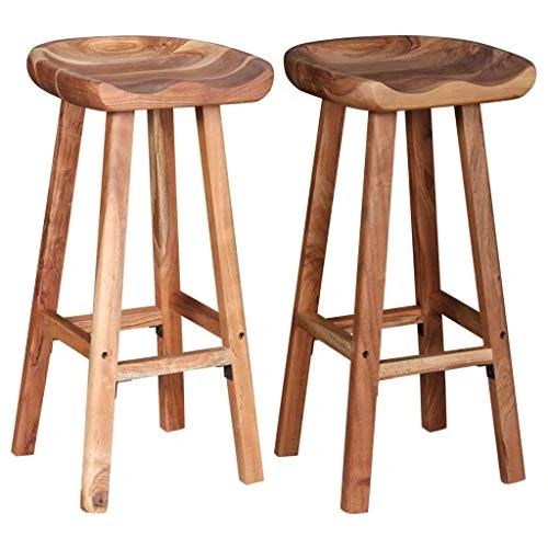vidaXL Tabouret de Bar Tabouret Haut 2 pcs Bois d'Acacia 38 x 37 x 76 cm