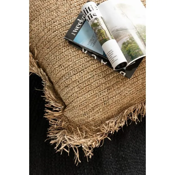 DANSMAMAISON Coussin Carre Raphia Naturel Small - L 45 x l 45 x H 15 cm
