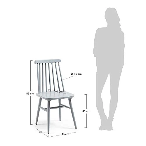 Kave Home - Chaise de Salle à Manger Tressia Gris Clair en Bois Massif de Caoutchouc
