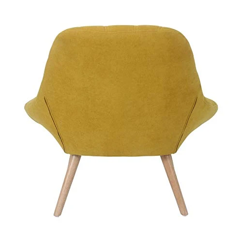 Zons MINAY Fauteuil 1 Place en Suédine Jaune Style scandinave avec Pieds en Bois