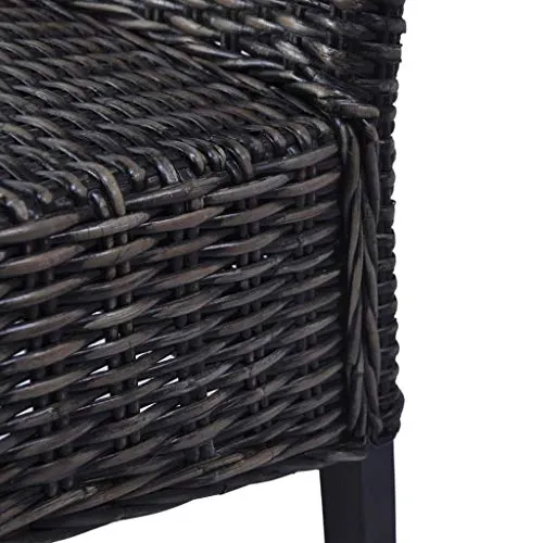 Tidyard Lot de 6 Chaises de Salle à Manger en Rotin Kubu et Bois de Manguier Fabrication à la Main Style Moderne Noir 46 x 61 x 93 cm