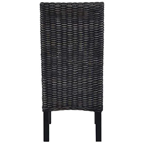 Tidyard Lot de 6 Chaises de Salle à Manger en Rotin Kubu et Bois de Manguier Fabrication à la Main Style Moderne Noir 46 x 61 x 93 cm