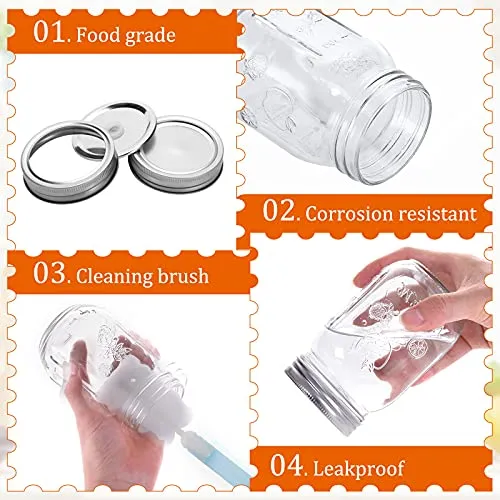 6 Paquets Bocaux en Verre Avec Couvercles, Mason Jars 450ml Bocaux de Stockage de Nourriture Pour Conserve Confiture,Yaourts de Miel Haricots Avec des Couvercles de Rechange 18pcs