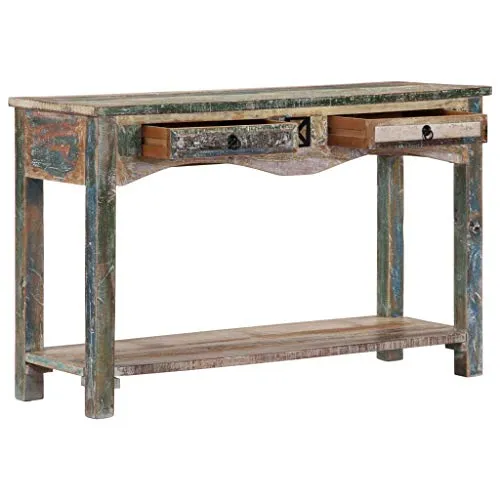 Tidyard Table Console | Table d’entrée Industriel 120x40x75 cm en Bois Solide de Récupération