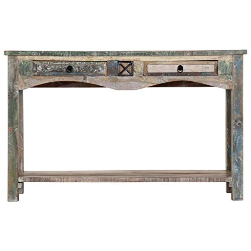 Tidyard Table Console | Table d’entrée Industriel 120x40x75 cm en Bois Solide de Récupération