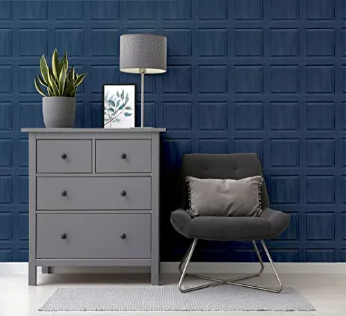 Arthouse Papier peint bleu marine délavé - Effet imitation lambris - Effet grain de bois visible - Facile à installer - À coller sur un mur ou une pièce entière - Très tendance - 909601