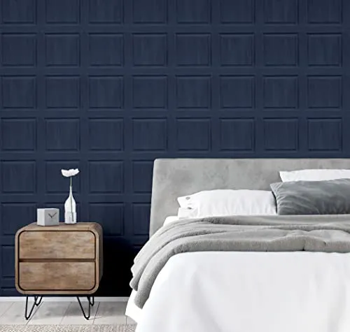 Arthouse Papier peint bleu marine délavé - Effet imitation lambris - Effet grain de bois visible - Facile à installer - À coller sur un mur ou une pièce entière - Très tendance - 909601