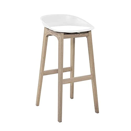 MOB-IN Tabourets de Bar Îlot Central Bois et Blanc Riva 65cm | Lot de 4