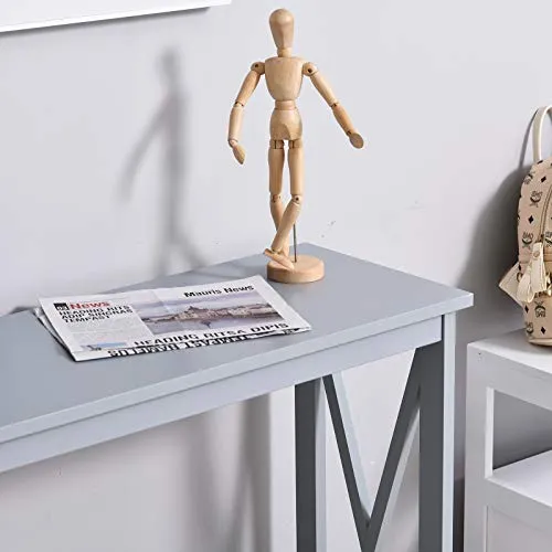 HOMCOM Table de Console Table d'entrée Style Table de drapier néo-rétro étagère dim. 100L x 30l x 80,5H cm MDF Gris