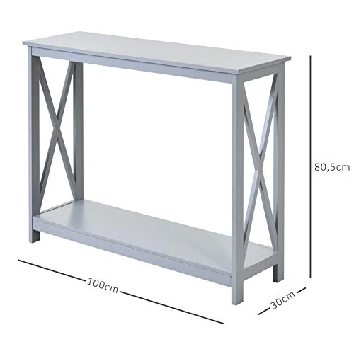 HOMCOM Table de Console Table d'entrée Style Table de drapier néo-rétro étagère dim. 100L x 30l x 80,5H cm MDF Gris