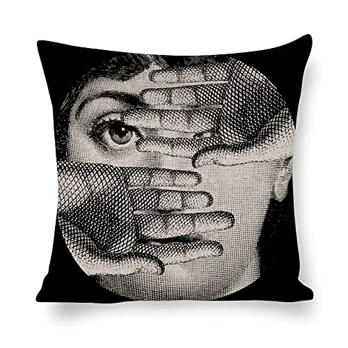 QHKYT Lina Cavalieri Housse de coussin décorative carrée en coton et lin avec motif œil personnalisé, comprend uniquement une taie d'oreiller 45 x 45 cm (A13)