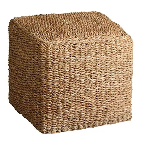 AUBRY GASPARD Tabouret Pouf Carré Tabouret Pouf en Jonc de Mer - Qualité Exceptionnelle, Confortable et Naturel pour Intérieur et Extérieur