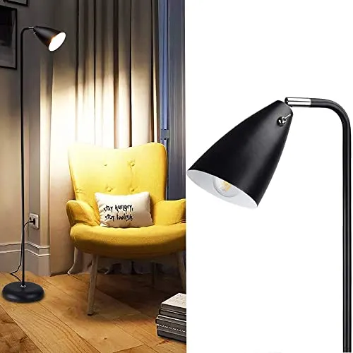 Depuley Lampadaire en Métal Fer, Noir Mat Lampadaire sur Pied Rétro Flexible de Bureau et Salon, Design Classique et Nostalgique，Lumière chaude,Métal noir, Ampoule E14 3000k.（Amouple Incluse）