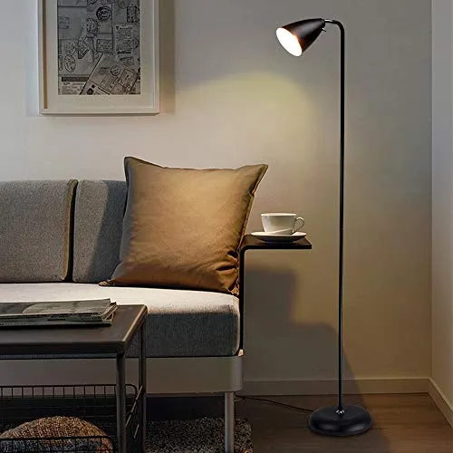 Depuley Lampadaire en Métal Fer, Noir Mat Lampadaire sur Pied Rétro Flexible de Bureau et Salon, Design Classique et Nostalgique，Lumière chaude,Métal noir, Ampoule E14 3000k.（Amouple Incluse）